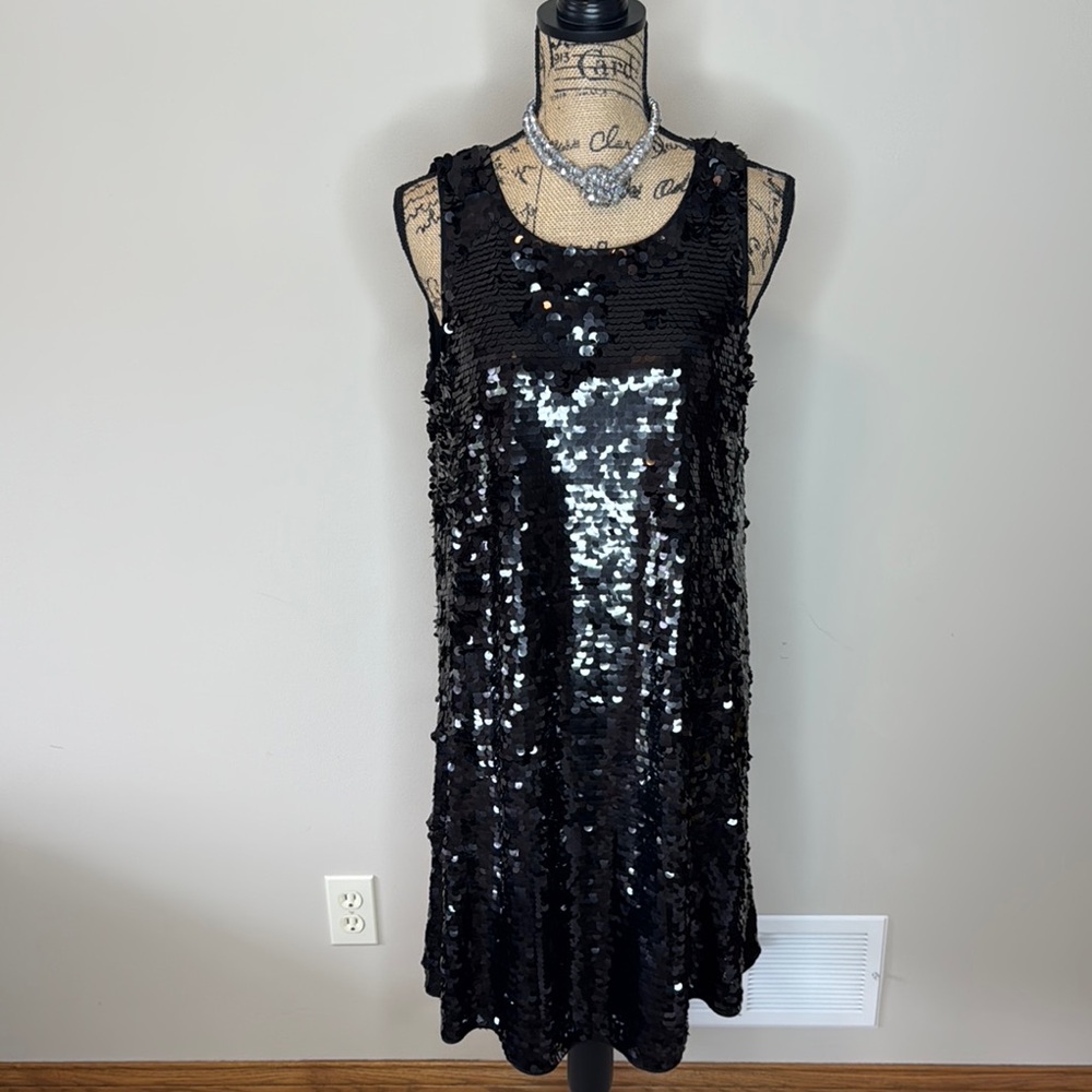 Halogen Black Sequin Sleeveless Dress
